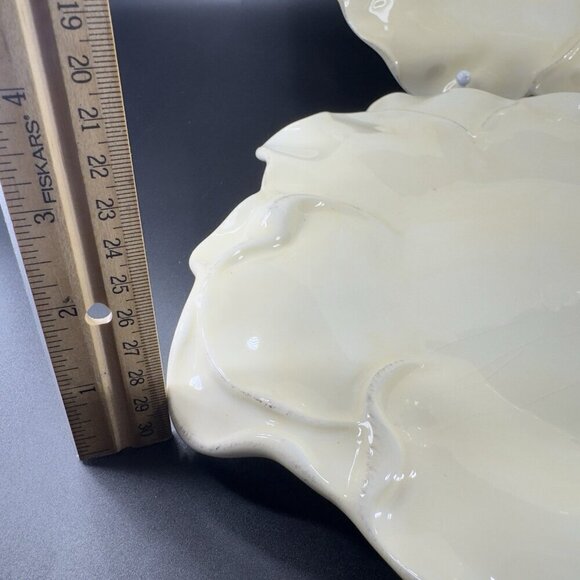 Roscher Flower Antique Butter Yellow Dish Plate 11inch Flower Shape Plate Set 2 - Picture 4 of 16